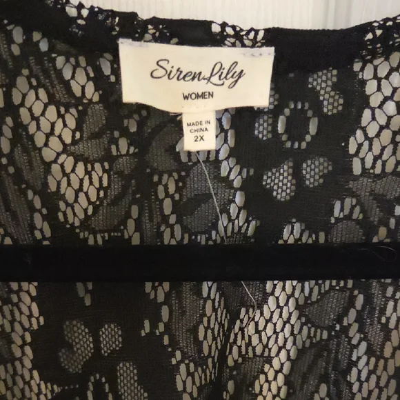 Siren Lily Black Lace Fringe Kimono Cover-Up/ Robe - Picture 4 of 5